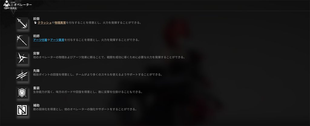 オペレーターの主な職種